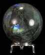 Flashy Labradorite Sphere - With Nickel Plated Stand #53573-1